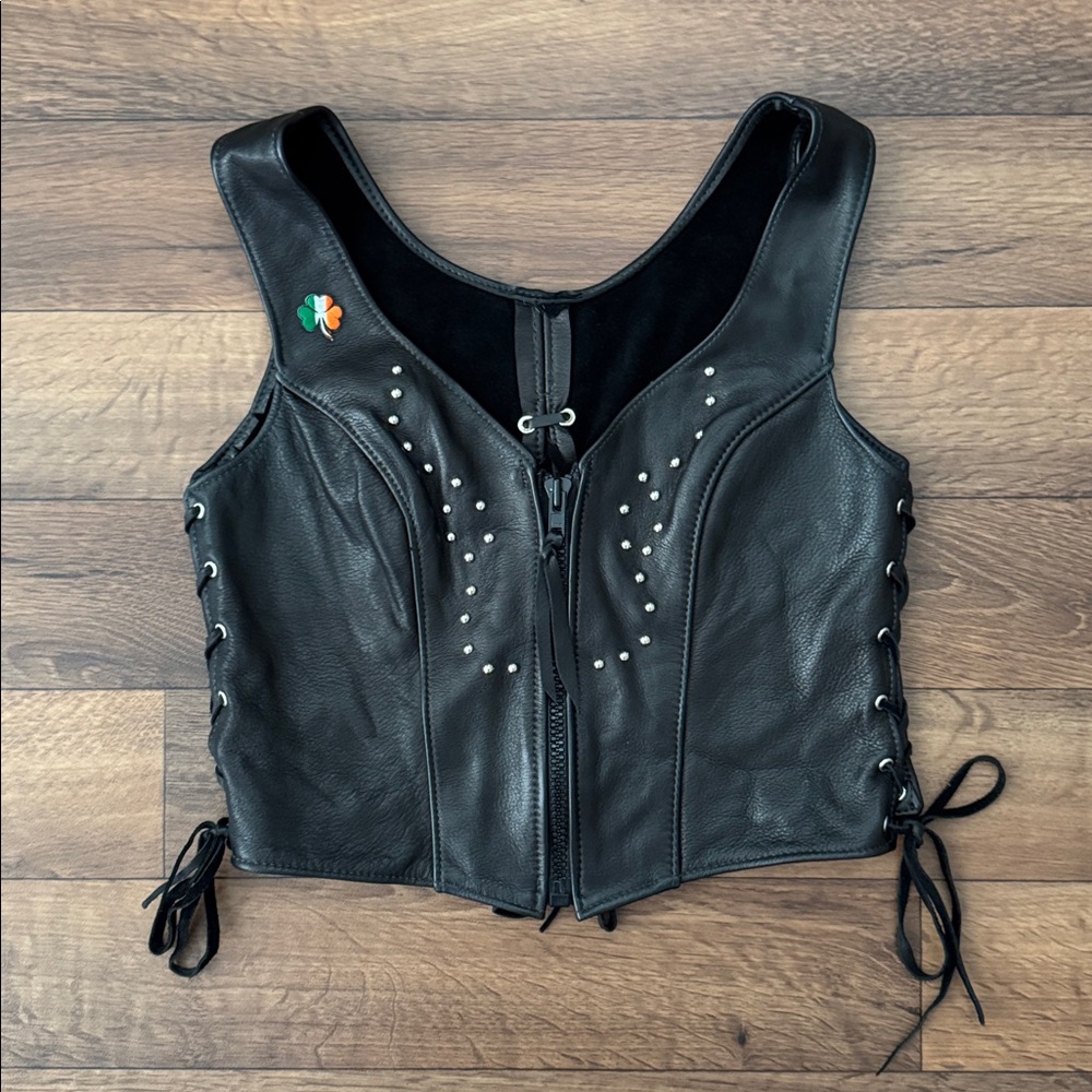 Genuine Leather Vest NO SIZE Curse Words Patch Studded Motorcycle Biker Chick